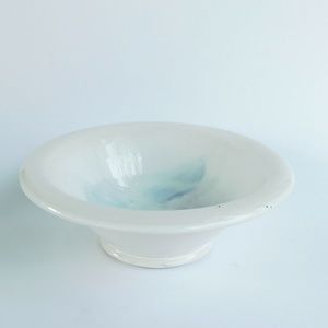 Small Antique White Porcelain Water Basin - Signed